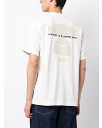 weißes bedrucktes T-Shirt mit einem Rundhalsausschnitt von AAPE BY A BATHING APE