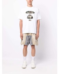 weißes bedrucktes T-Shirt mit einem Rundhalsausschnitt von AAPE BY A BATHING APE