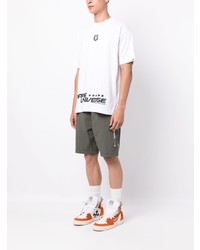 weißes bedrucktes T-Shirt mit einem Rundhalsausschnitt von AAPE BY A BATHING APE