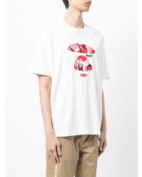 weißes bedrucktes T-Shirt mit einem Rundhalsausschnitt von AAPE BY A BATHING APE