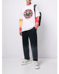 weißes bedrucktes T-Shirt mit einem Rundhalsausschnitt von AAPE BY A BATHING APE