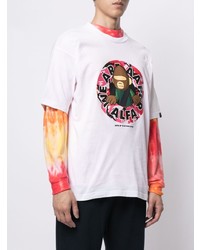 weißes bedrucktes T-Shirt mit einem Rundhalsausschnitt von AAPE BY A BATHING APE