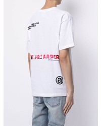 weißes bedrucktes T-Shirt mit einem Rundhalsausschnitt von AAPE BY A BATHING APE