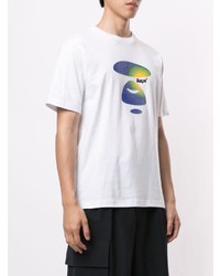 weißes bedrucktes T-Shirt mit einem Rundhalsausschnitt von AAPE BY A BATHING APE