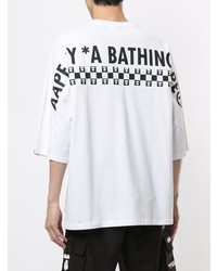 weißes bedrucktes T-Shirt mit einem Rundhalsausschnitt von AAPE BY A BATHING APE