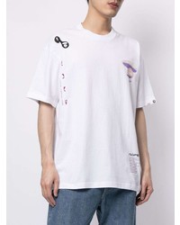 weißes bedrucktes T-Shirt mit einem Rundhalsausschnitt von AAPE BY A BATHING APE