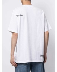 weißes bedrucktes T-Shirt mit einem Rundhalsausschnitt von AAPE BY A BATHING APE