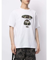 weißes bedrucktes T-Shirt mit einem Rundhalsausschnitt von AAPE BY A BATHING APE