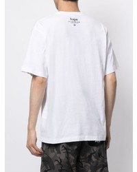 weißes bedrucktes T-Shirt mit einem Rundhalsausschnitt von AAPE BY A BATHING APE