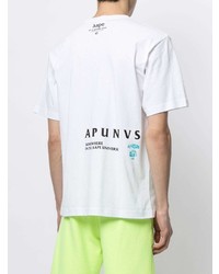 weißes bedrucktes T-Shirt mit einem Rundhalsausschnitt von AAPE BY A BATHING APE