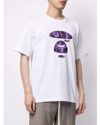 weißes bedrucktes T-Shirt mit einem Rundhalsausschnitt von AAPE BY A BATHING APE