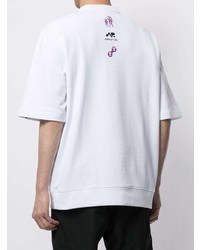 weißes bedrucktes T-Shirt mit einem Rundhalsausschnitt von AAPE BY A BATHING APE