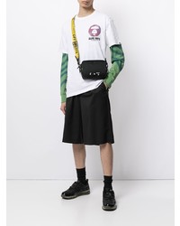 weißes bedrucktes T-Shirt mit einem Rundhalsausschnitt von AAPE BY A BATHING APE