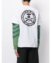 weißes bedrucktes T-Shirt mit einem Rundhalsausschnitt von AAPE BY A BATHING APE