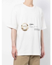 weißes bedrucktes T-Shirt mit einem Rundhalsausschnitt von AAPE BY A BATHING APE