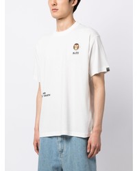 weißes bedrucktes T-Shirt mit einem Rundhalsausschnitt von AAPE BY A BATHING APE