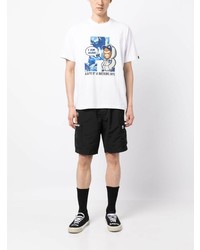 weißes bedrucktes T-Shirt mit einem Rundhalsausschnitt von AAPE BY A BATHING APE