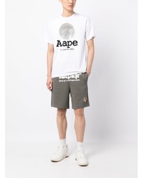 weißes bedrucktes T-Shirt mit einem Rundhalsausschnitt von AAPE BY A BATHING APE