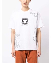 weißes bedrucktes T-Shirt mit einem Rundhalsausschnitt von AAPE BY A BATHING APE