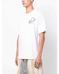 weißes bedrucktes T-Shirt mit einem Rundhalsausschnitt von AAPE BY A BATHING APE