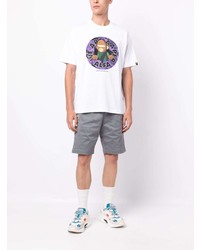 weißes bedrucktes T-Shirt mit einem Rundhalsausschnitt von AAPE BY A BATHING APE