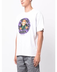 weißes bedrucktes T-Shirt mit einem Rundhalsausschnitt von AAPE BY A BATHING APE