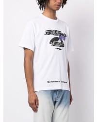 weißes bedrucktes T-Shirt mit einem Rundhalsausschnitt von AAPE BY A BATHING APE