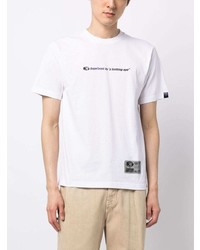 weißes bedrucktes T-Shirt mit einem Rundhalsausschnitt von AAPE BY A BATHING APE