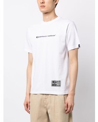 weißes bedrucktes T-Shirt mit einem Rundhalsausschnitt von AAPE BY A BATHING APE