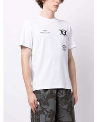 weißes bedrucktes T-Shirt mit einem Rundhalsausschnitt von AAPE BY A BATHING APE