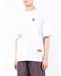 weißes bedrucktes T-Shirt mit einem Rundhalsausschnitt von AAPE BY A BATHING APE