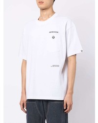 weißes bedrucktes T-Shirt mit einem Rundhalsausschnitt von AAPE BY A BATHING APE