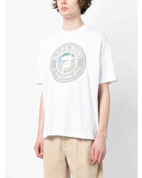 weißes bedrucktes T-Shirt mit einem Rundhalsausschnitt von AAPE BY A BATHING APE