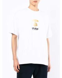 weißes bedrucktes T-Shirt mit einem Rundhalsausschnitt von AAPE BY A BATHING APE