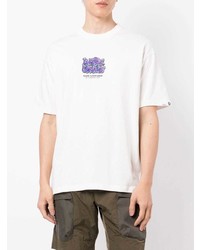 weißes bedrucktes T-Shirt mit einem Rundhalsausschnitt von AAPE BY A BATHING APE