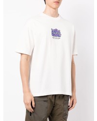 weißes bedrucktes T-Shirt mit einem Rundhalsausschnitt von AAPE BY A BATHING APE