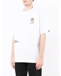 weißes bedrucktes T-Shirt mit einem Rundhalsausschnitt von AAPE BY A BATHING APE