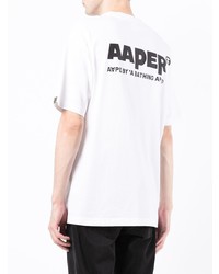 weißes bedrucktes T-Shirt mit einem Rundhalsausschnitt von AAPE BY A BATHING APE