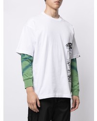 weißes bedrucktes T-Shirt mit einem Rundhalsausschnitt von AAPE BY A BATHING APE