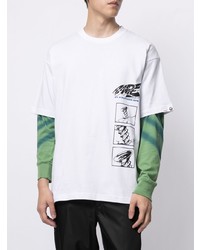 weißes bedrucktes T-Shirt mit einem Rundhalsausschnitt von AAPE BY A BATHING APE