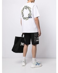 weißes bedrucktes T-Shirt mit einem Rundhalsausschnitt von AAPE BY A BATHING APE