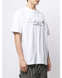 weißes bedrucktes T-Shirt mit einem Rundhalsausschnitt von AAPE BY A BATHING APE