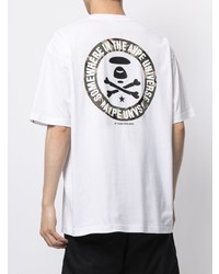 weißes bedrucktes T-Shirt mit einem Rundhalsausschnitt von AAPE BY A BATHING APE