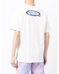 weißes bedrucktes T-Shirt mit einem Rundhalsausschnitt von AAPE BY A BATHING APE