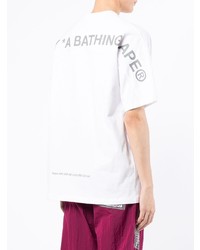 weißes bedrucktes T-Shirt mit einem Rundhalsausschnitt von AAPE BY A BATHING APE