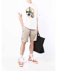 weißes bedrucktes T-Shirt mit einem Rundhalsausschnitt von AAPE BY A BATHING APE