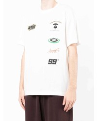 weißes bedrucktes T-Shirt mit einem Rundhalsausschnitt von AAPE BY A BATHING APE