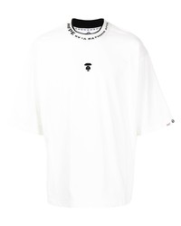 weißes bedrucktes T-Shirt mit einem Rundhalsausschnitt von AAPE BY A BATHING APE