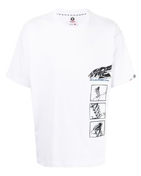 weißes bedrucktes T-Shirt mit einem Rundhalsausschnitt von AAPE BY A BATHING APE