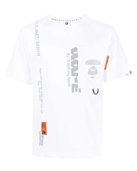 weißes bedrucktes T-Shirt mit einem Rundhalsausschnitt von AAPE BY A BATHING APE